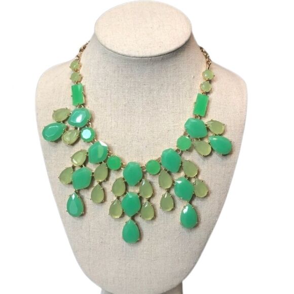 EUC Stella & Dot Linden Statement Necklace Green Gold - Picture 3 of 6